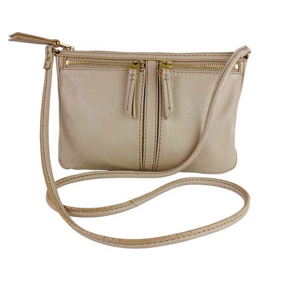 Fossil ZB5430 Erin Beige Small Top Zip Crossbody Purse Gold Hardware - Picture 2 of 8